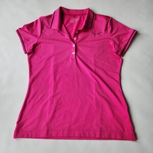Nike Golf Women's Bright Pink Polo Shirt Collared 1/2 Button Down Size Medium